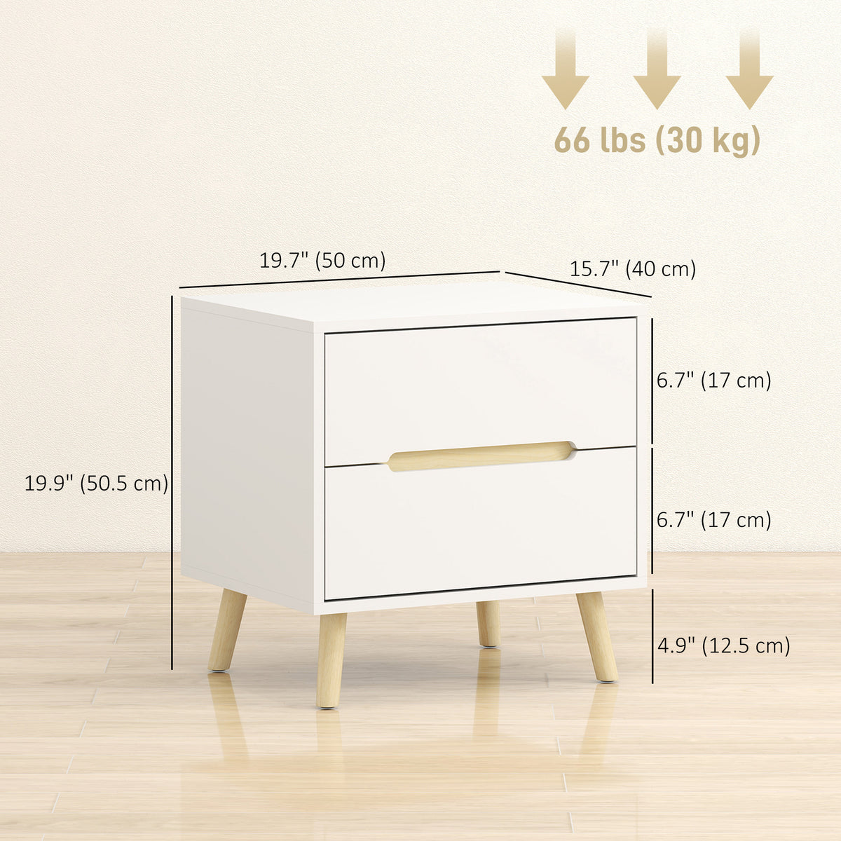 Set of 2 Modern Nightstands - White 2-Drawer Bedside Tables-Home Furnishings > Bedroom Furniture > Bedside Tables-DECOROLALA