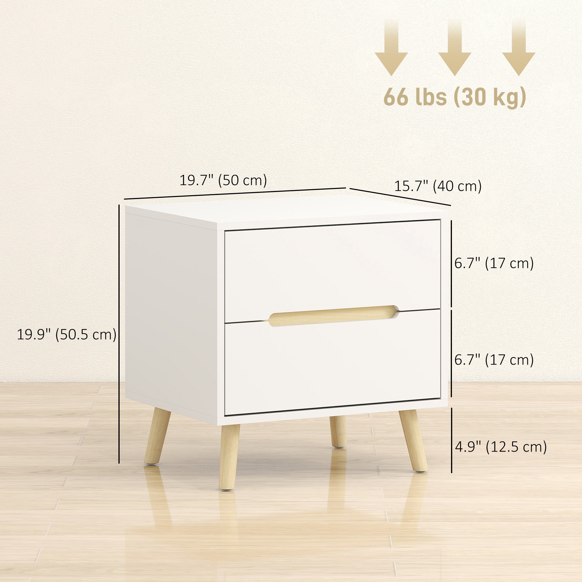 Set of 2 Modern Nightstands - White 2-Drawer Bedside Tables-Home Furnishings > Bedroom Furniture > Bedside Tables-DECOROLALA
