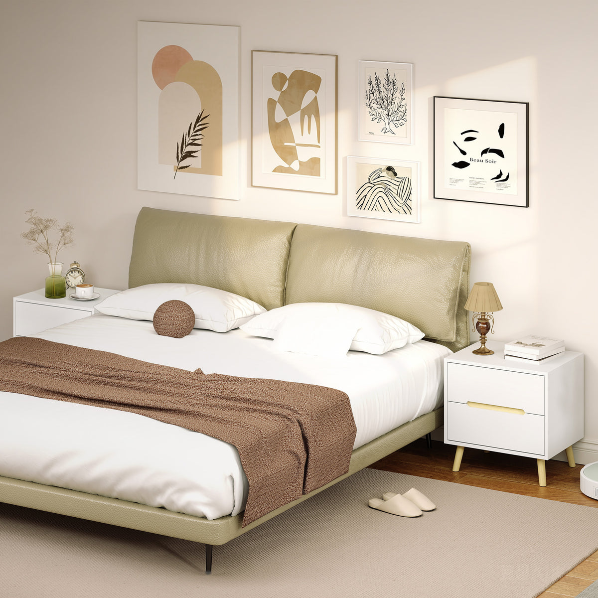 Set of 2 Modern Nightstands - White 2-Drawer Bedside Tables-Home Furnishings > Bedroom Furniture > Bedside Tables-DECOROLALA