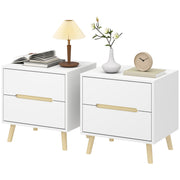 Set of 2 Modern Nightstands - White 2-Drawer Bedside Tables-Home Furnishings > Bedroom Furniture > Bedside Tables-DECOROLALA