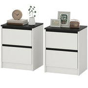 Set of 2 Modern Nightstands - White/Black 2-Drawer Tables-Home Furnishings > Bedroom Furniture > Bedside Tables-DECOROLALA