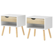 Set of 2 Modern Nightstands with Drawer and Shelf - White-Home Furnishings > Bedroom Furniture > Bedside Tables-DECOROLALA