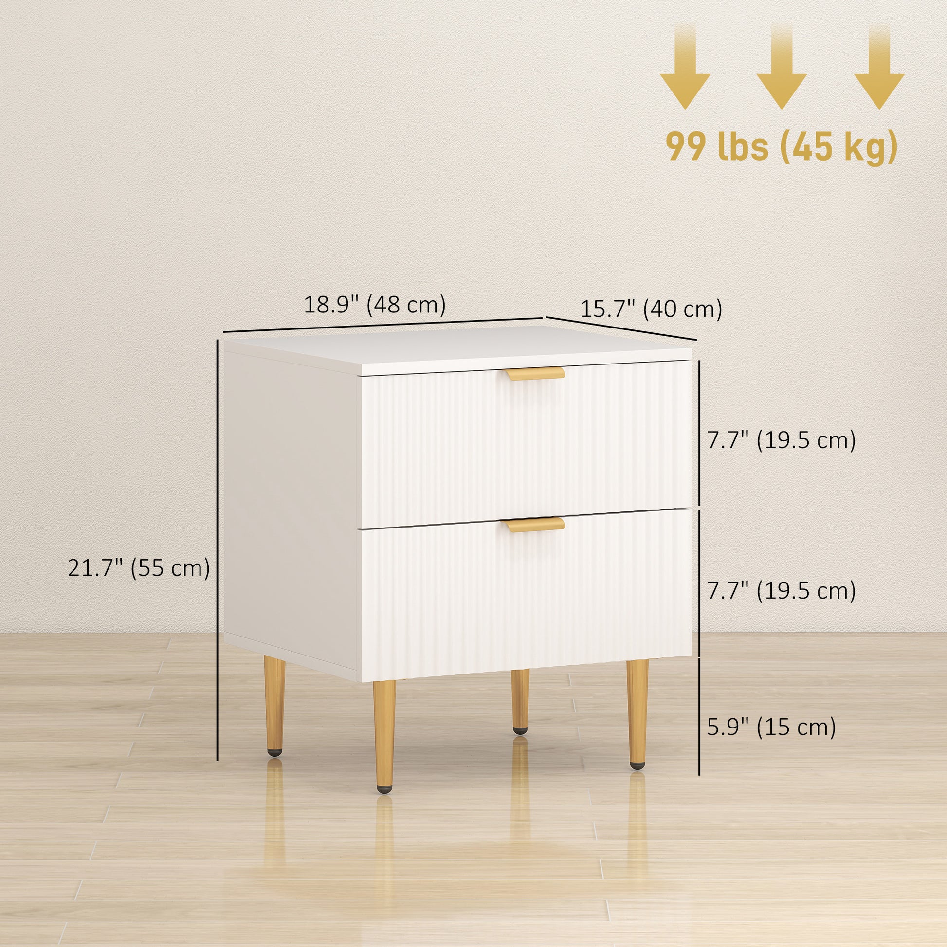 Set of 2 Modern White Nightstands - 2-Drawer Side Tables-DECOROLALA