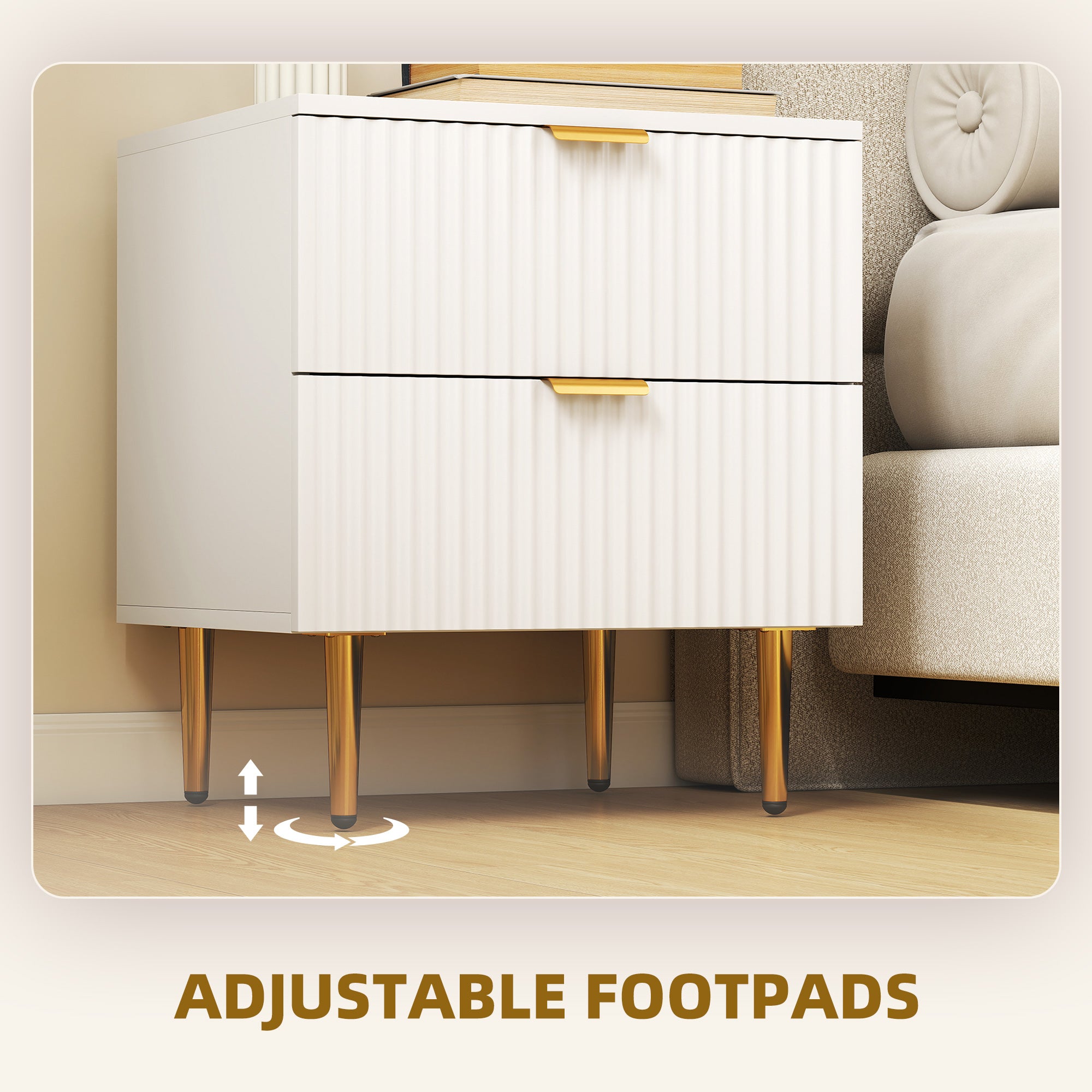 Set of 2 Modern White Nightstands - 2-Drawer Side Tables-DECOROLALA