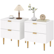 Set of 2 Modern White Nightstands - 2-Drawer Side Tables-DECOROLALA