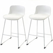 Set of 2 Modern White PU Leather Bar Stools - 27" Seat Height-Home Furnishings > Kitchen & Dining Furniture > Bar Stools-DECOROLALA