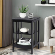 Set of 2 Multifunctional 3-Tier Nightstand Sofa Side Table with Reinforced Bars and Stable Structure-Black-End & Side Tables-DECOROLALA