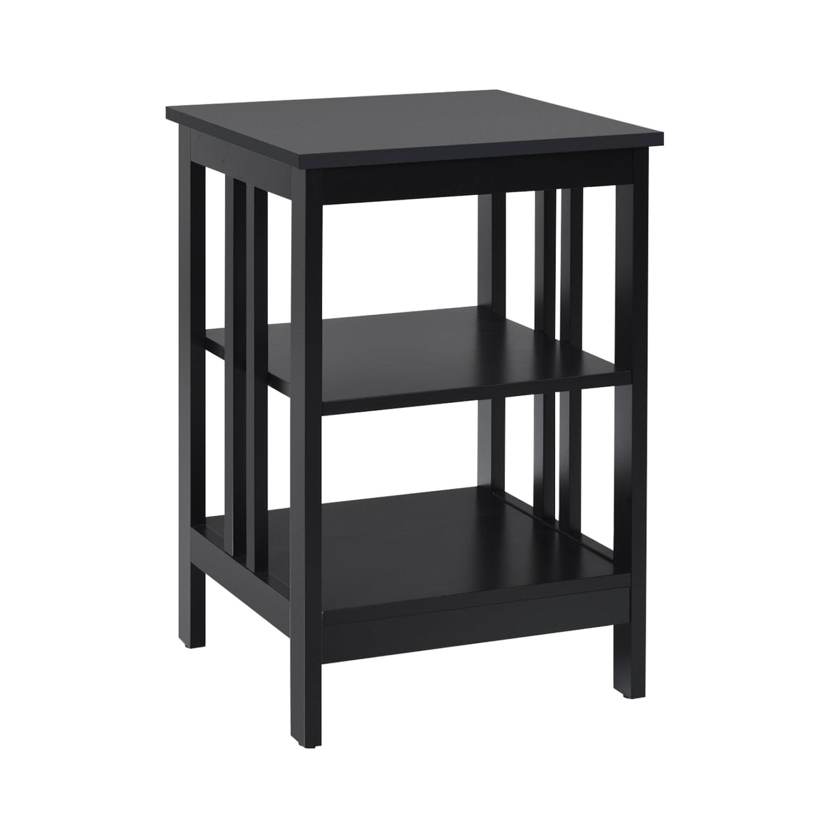 Set of 2 Multifunctional 3-Tier Nightstand Sofa Side Table with Reinforced Bars and Stable Structure-Black-End & Side Tables-DECOROLALA