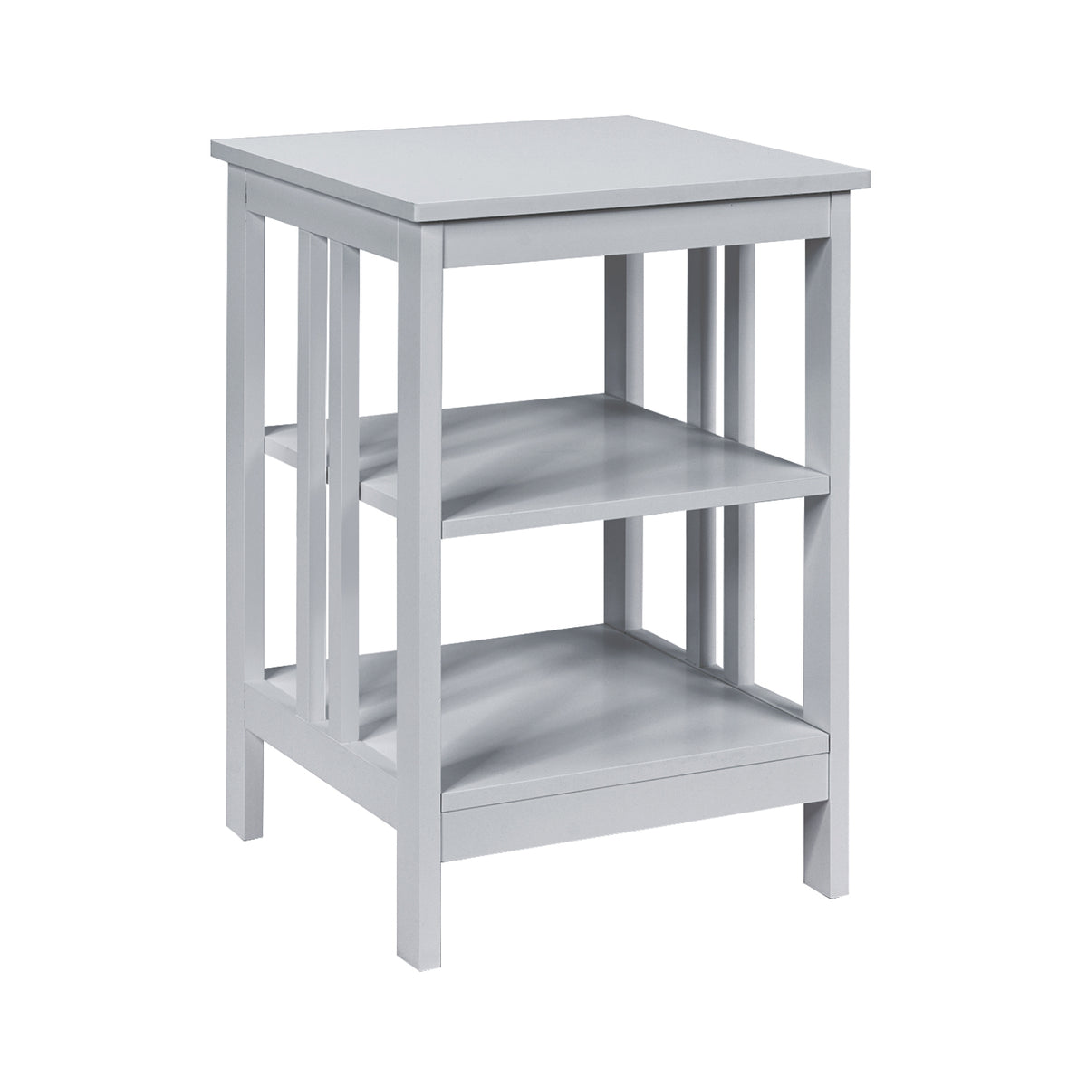 Set of 2 Multifunctional 3-Tier Nightstand Sofa Side Table with Reinforced Bars and Stable Structure-Gray-End & Side Tables-DECOROLALA