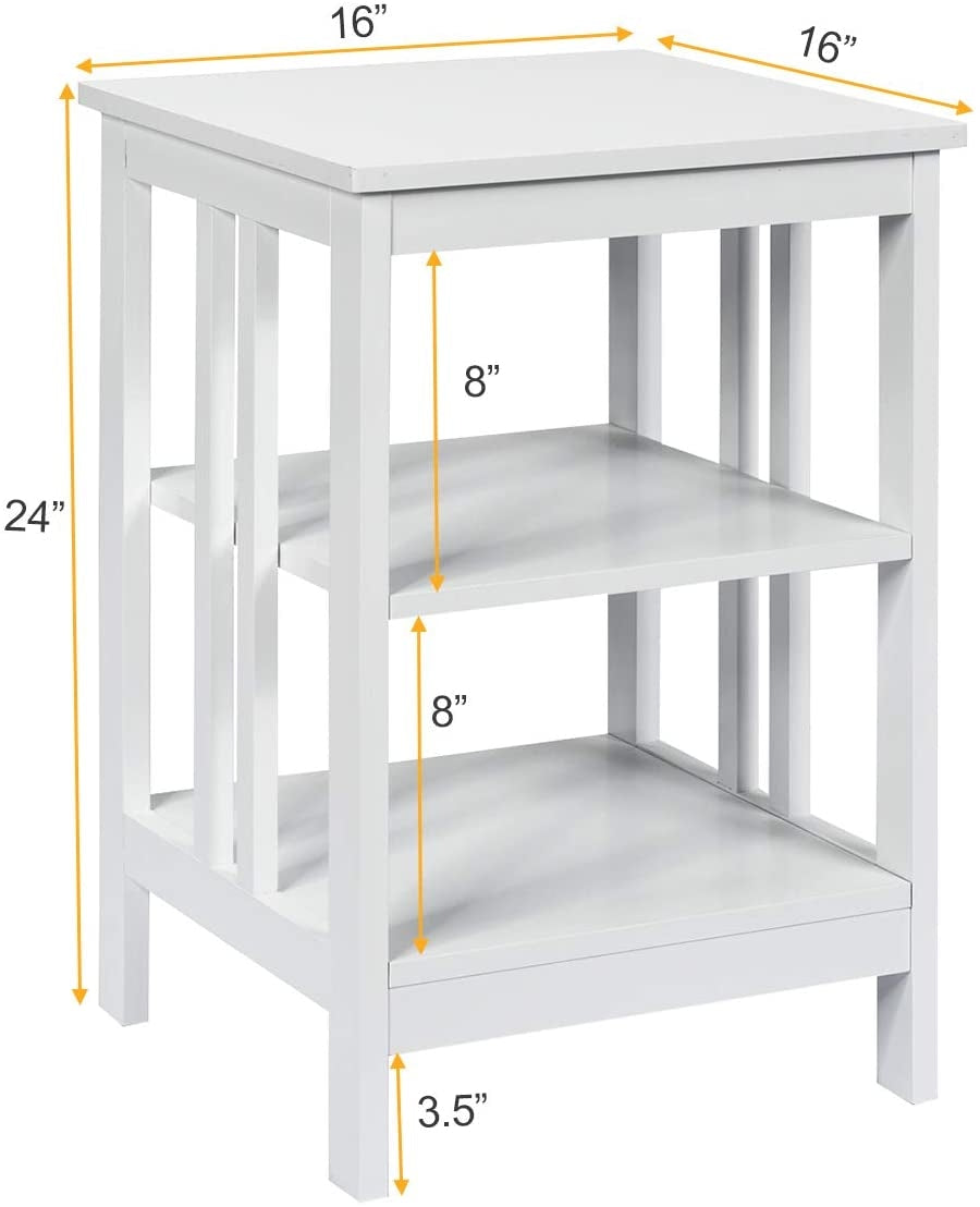 Set of 2 Multifunctional 3-Tier Nightstand Sofa Side Table with Reinforced Bars and Stable Structure-White-End & Side Tables-DECOROLALA