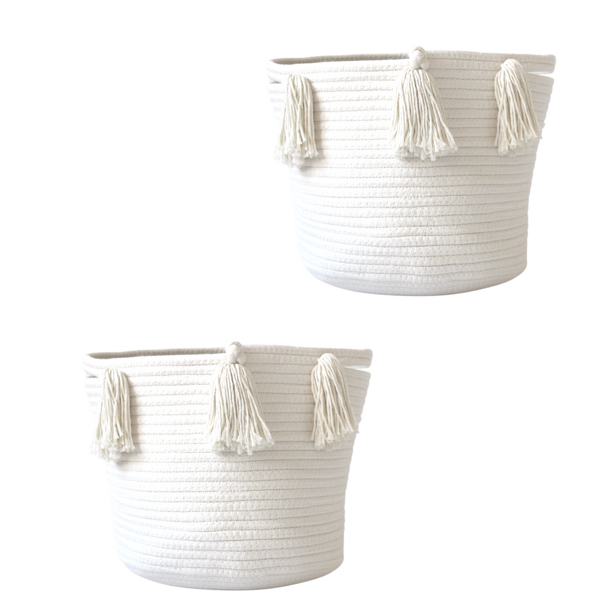 Set of 2 - Natural Tassel Basket - Medium-Baskets-DECOROLALA