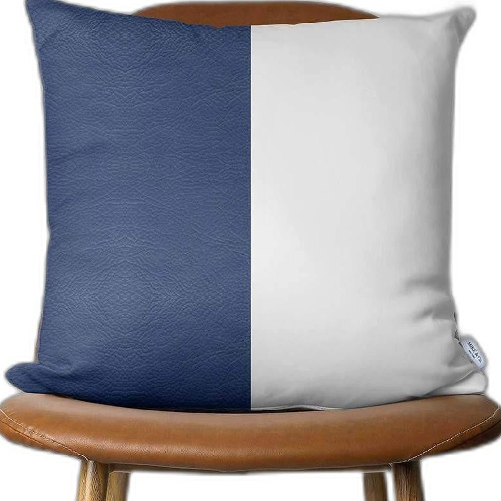 Set of 2 Navy and White Modern Throw Pillows-Accent Throw Pillows-DECOROLALA