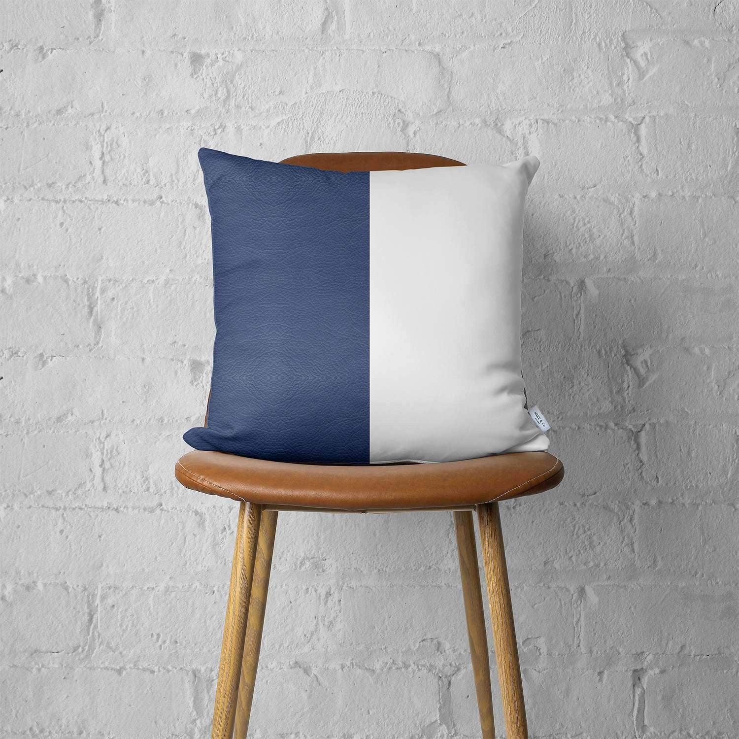 Set of 2 Navy and White Modern Throw Pillows-Accent Throw Pillows-DECOROLALA