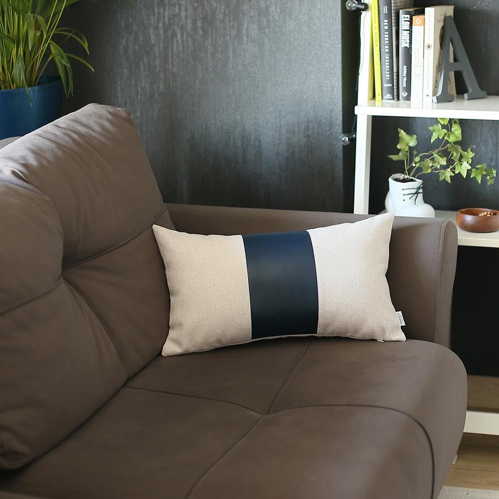 Set of 2 Navy and White Modern Throw Pillows-Accent Throw Pillows-DECOROLALA