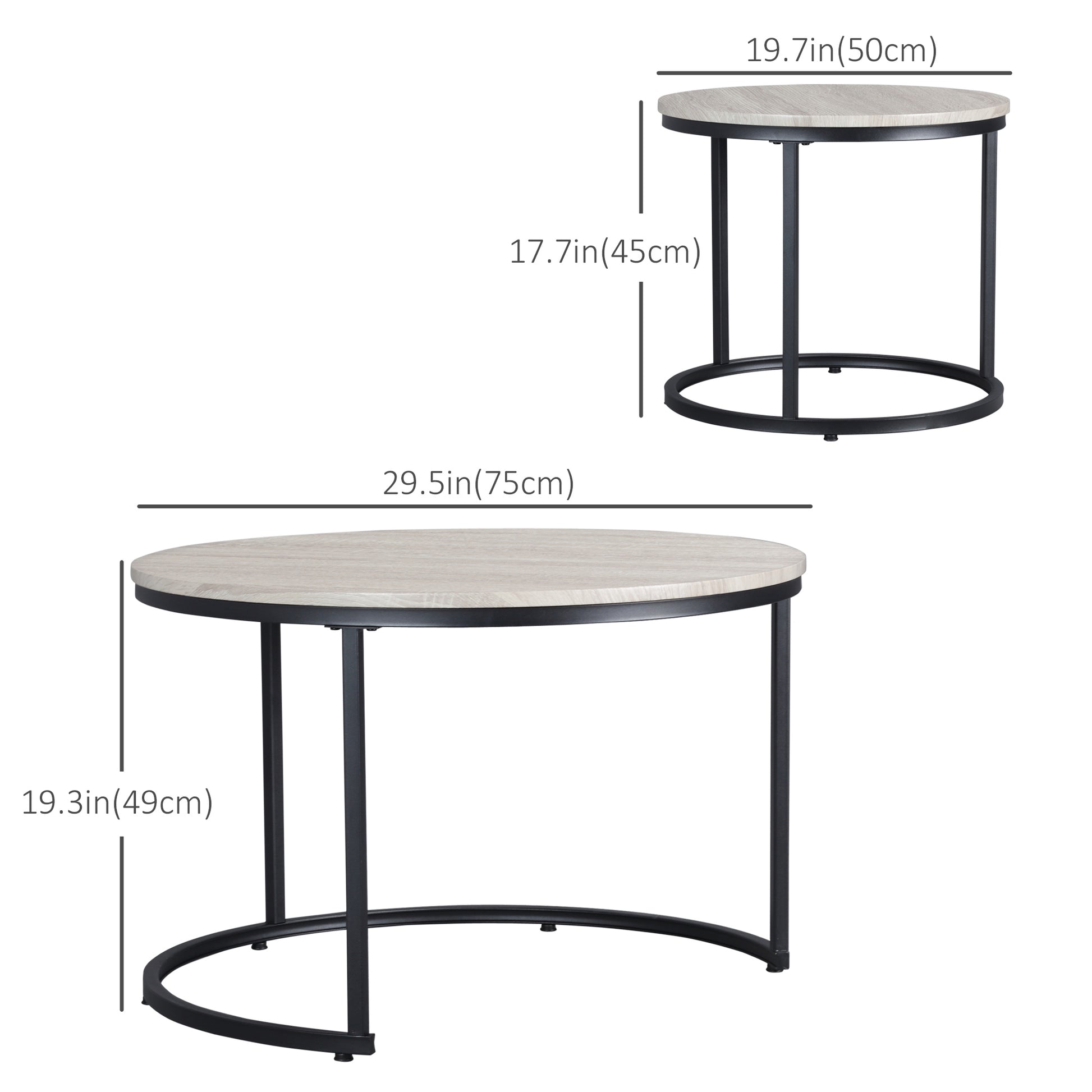 Set of 2 Nesting Coffee Tables - Grey Marble Effect-Home Furnishings > Living Room Furniture > Coffee Tables-DECOROLALA