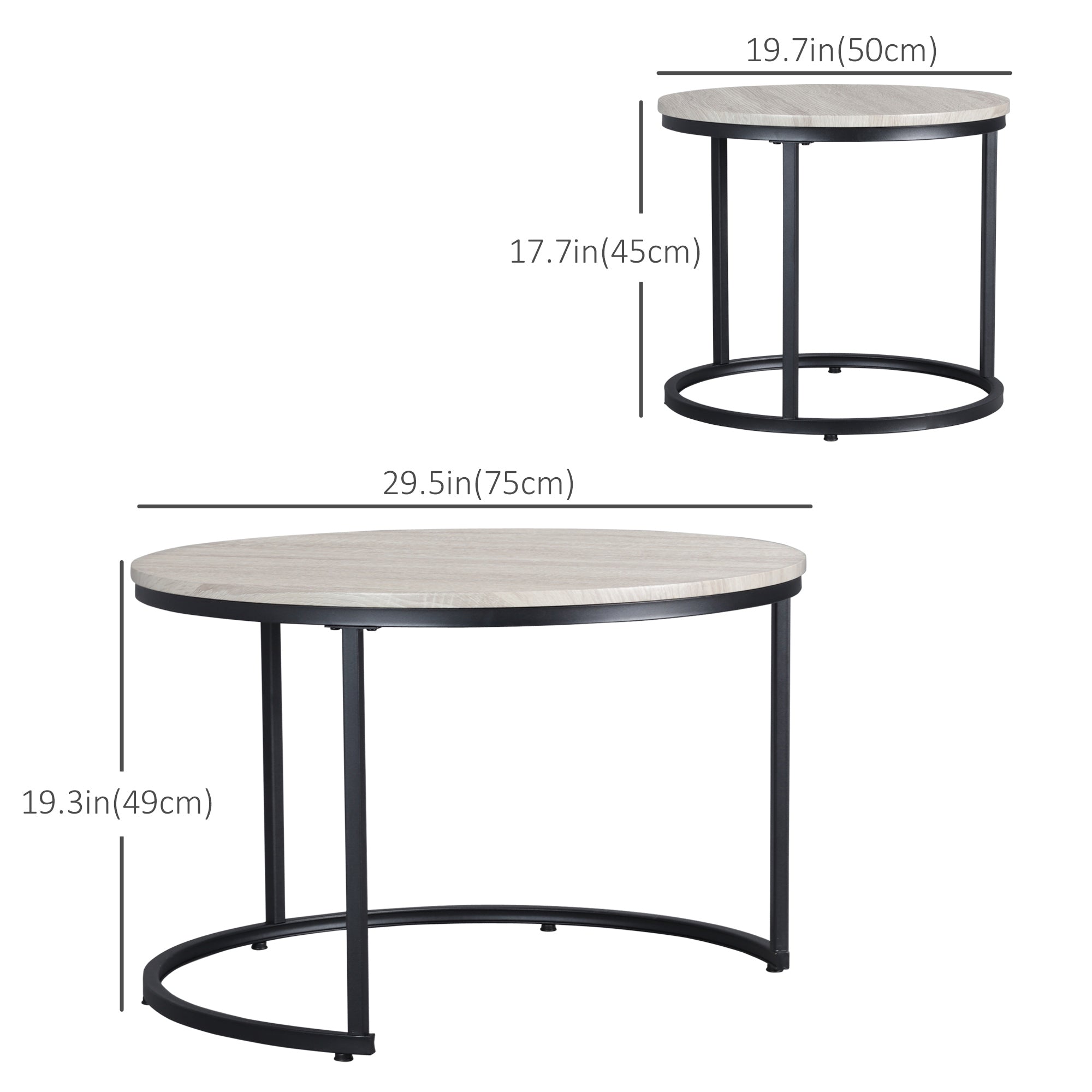 Set of 2 Nesting Coffee Tables - Grey Marble Effect-Home Furnishings > Living Room Furniture > Coffee Tables-DECOROLALA