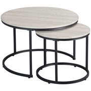 Set of 2 Nesting Coffee Tables - Grey Marble Effect-Home Furnishings > Living Room Furniture > Coffee Tables-DECOROLALA