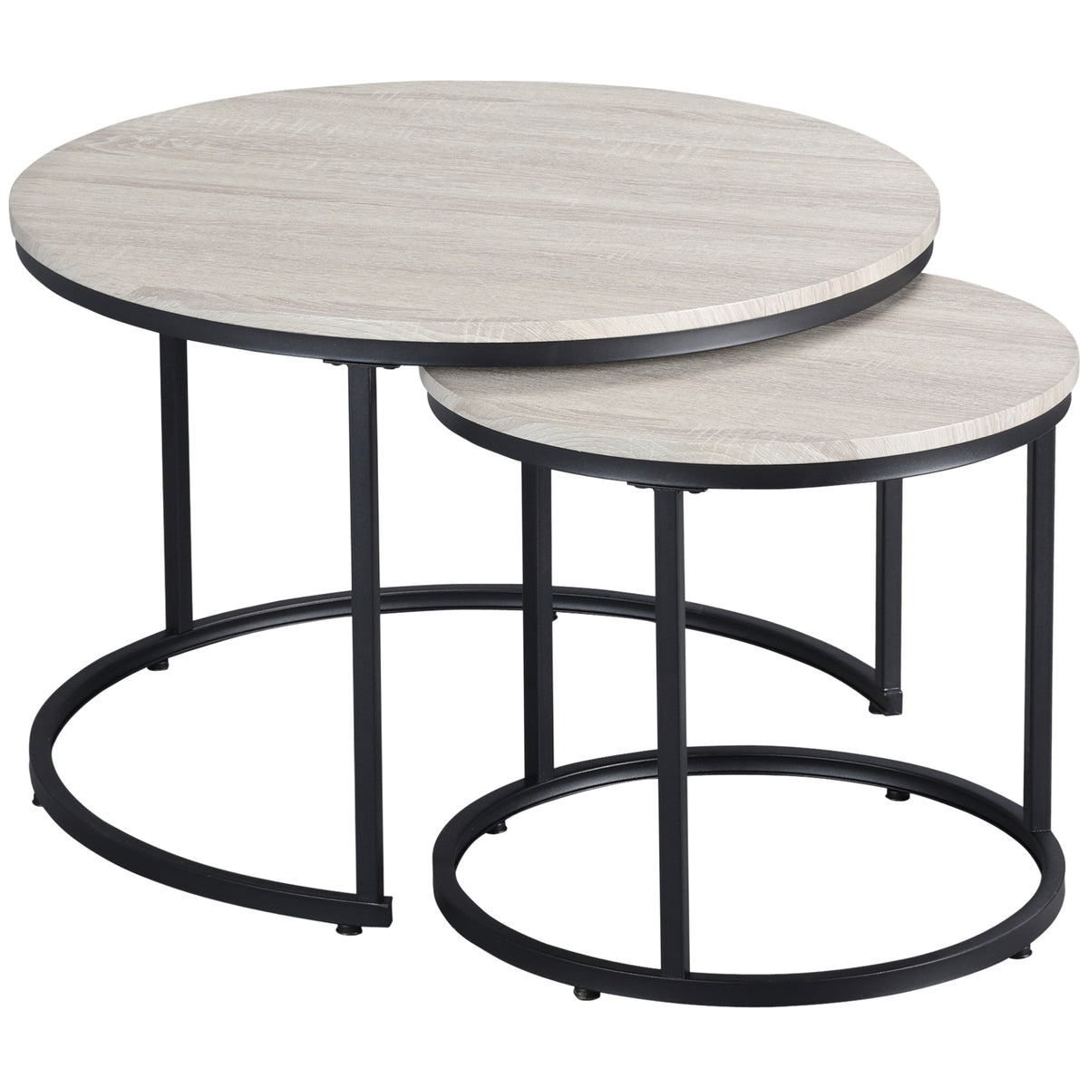 Set of 2 Nesting Coffee Tables - Grey Marble Effect-Home Furnishings > Living Room Furniture > Coffee Tables-DECOROLALA