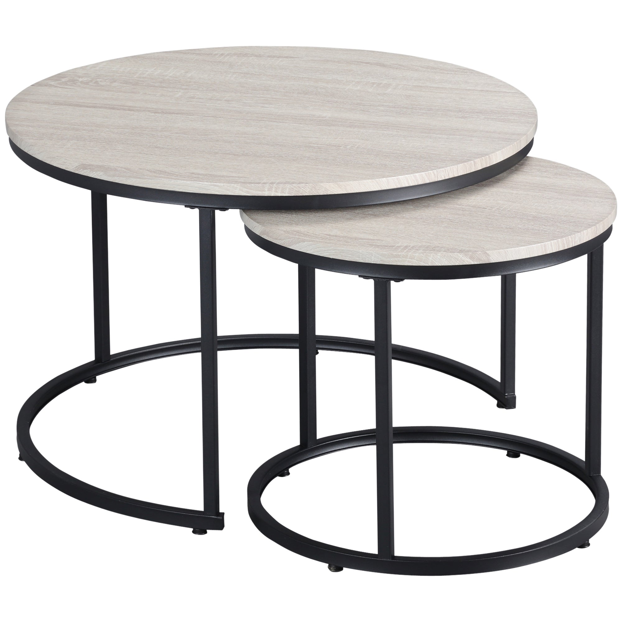 Set of 2 Nesting Coffee Tables - Grey Marble Effect-Home Furnishings > Living Room Furniture > Coffee Tables-DECOROLALA