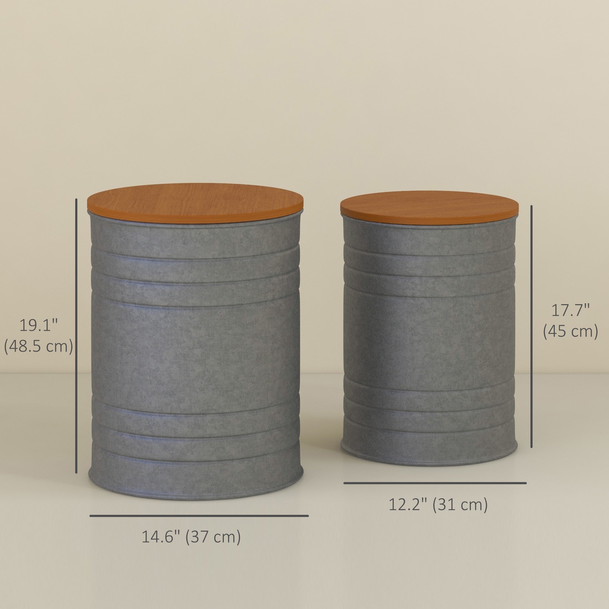 Set of 2 Nesting Side Tables with Storage - Grey-Home Furnishings > Living Room Furniture > Side¬†Tables-DECOROLALA