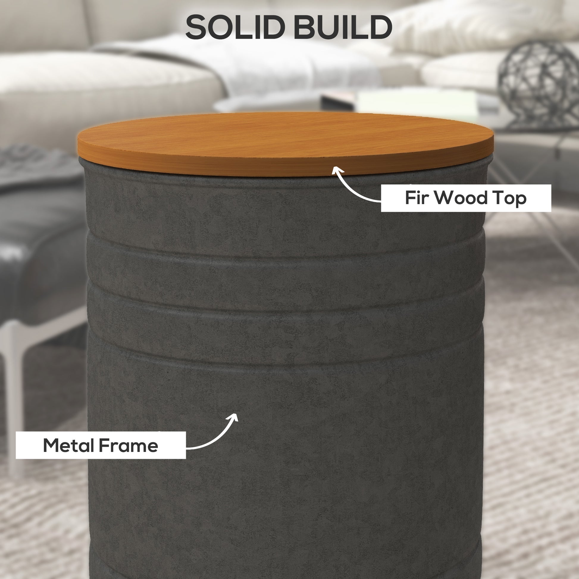 Set of 2 Nesting Side Tables with Storage - Grey-Home Furnishings > Living Room Furniture > Side¬†Tables-DECOROLALA