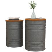 Set of 2 Nesting Side Tables with Storage - Grey-Home Furnishings > Living Room Furniture > Side¬†Tables-DECOROLALA