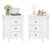 Set of 2 Nightstand End Beside Table Drawers-White-Nightstands-DECOROLALA