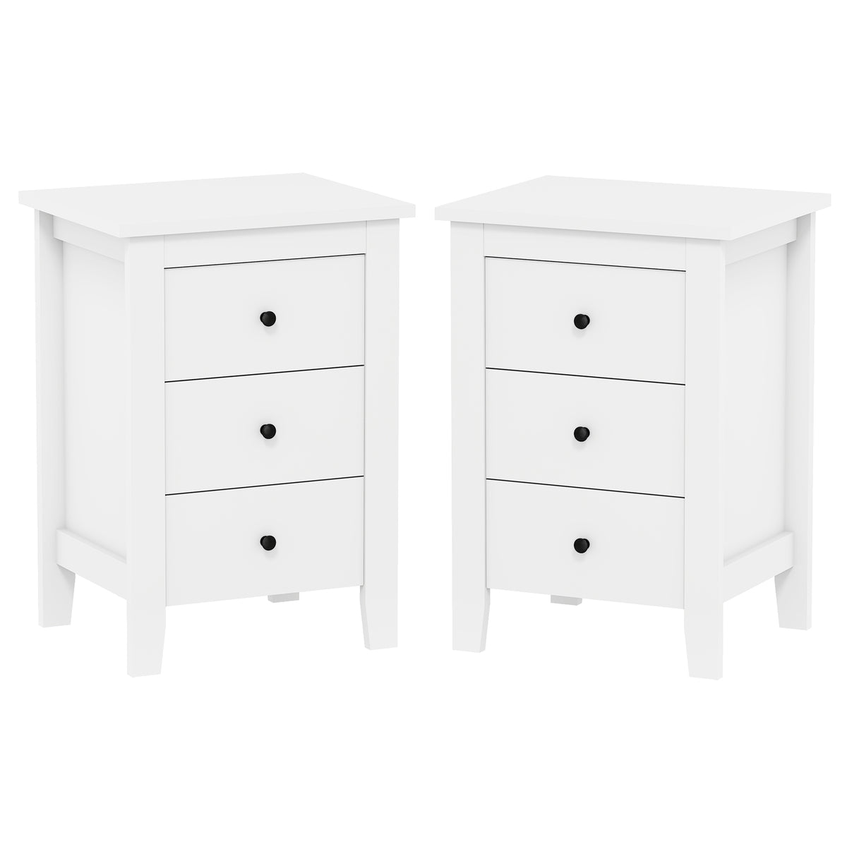 Set of 2 Nightstand End Beside Table Drawers-White-Nightstands-DECOROLALA
