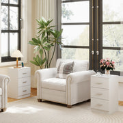 Set of 2 Nightstand with Charging Station End Table with 3 Storage Drawers Bedside Table for Bedroom-White-Nightstands-DECOROLALA