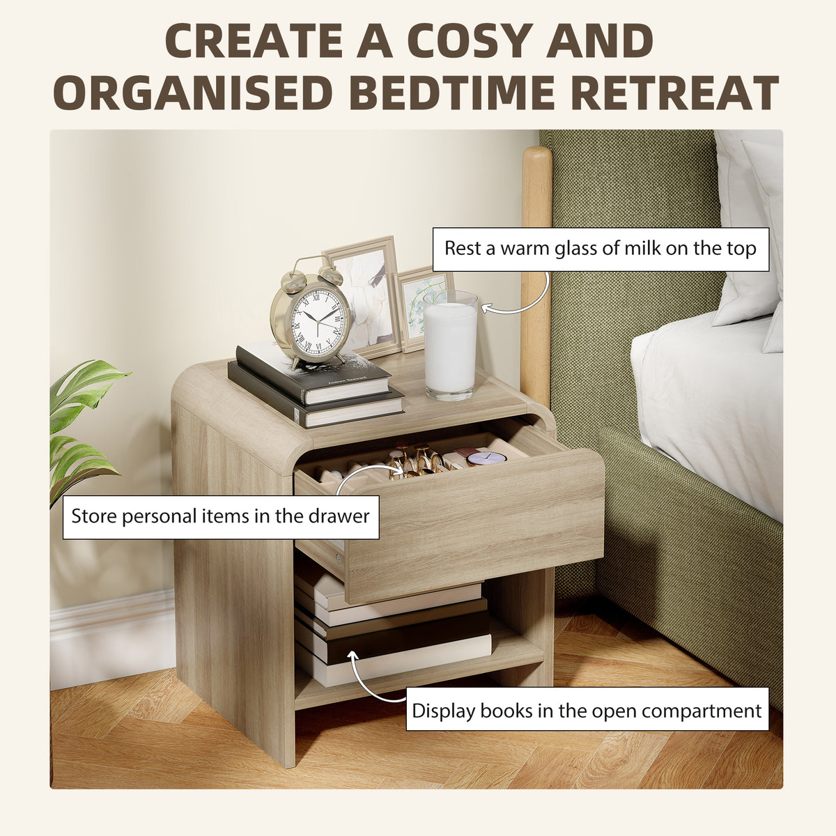 Set of 2 Nightstands - Modern Wood Bedside Tables-Home Furnishings > Bedroom Furniture > Bedside Tables-DECOROLALA