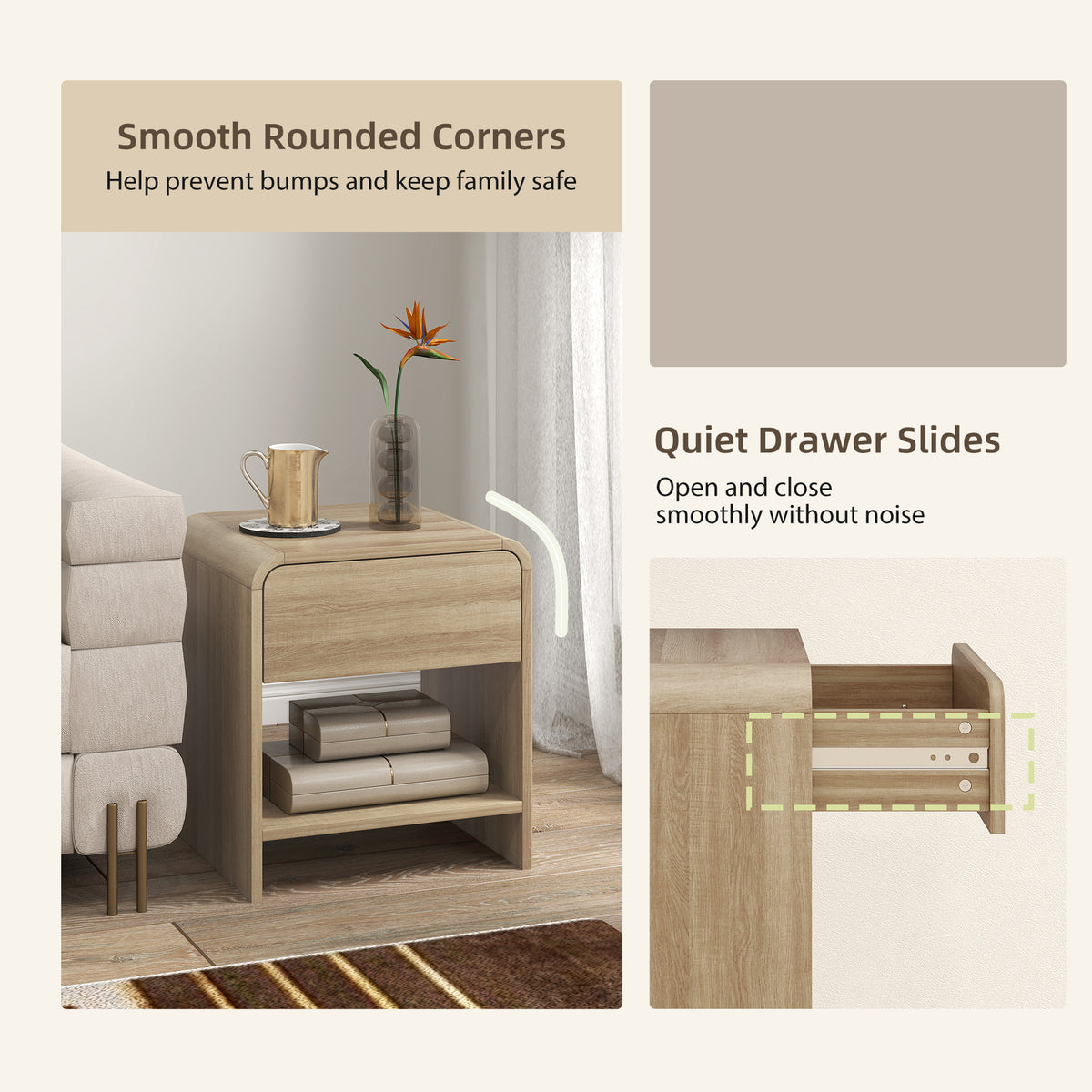 Set of 2 Nightstands - Modern Wood Bedside Tables-Home Furnishings > Bedroom Furniture > Bedside Tables-DECOROLALA