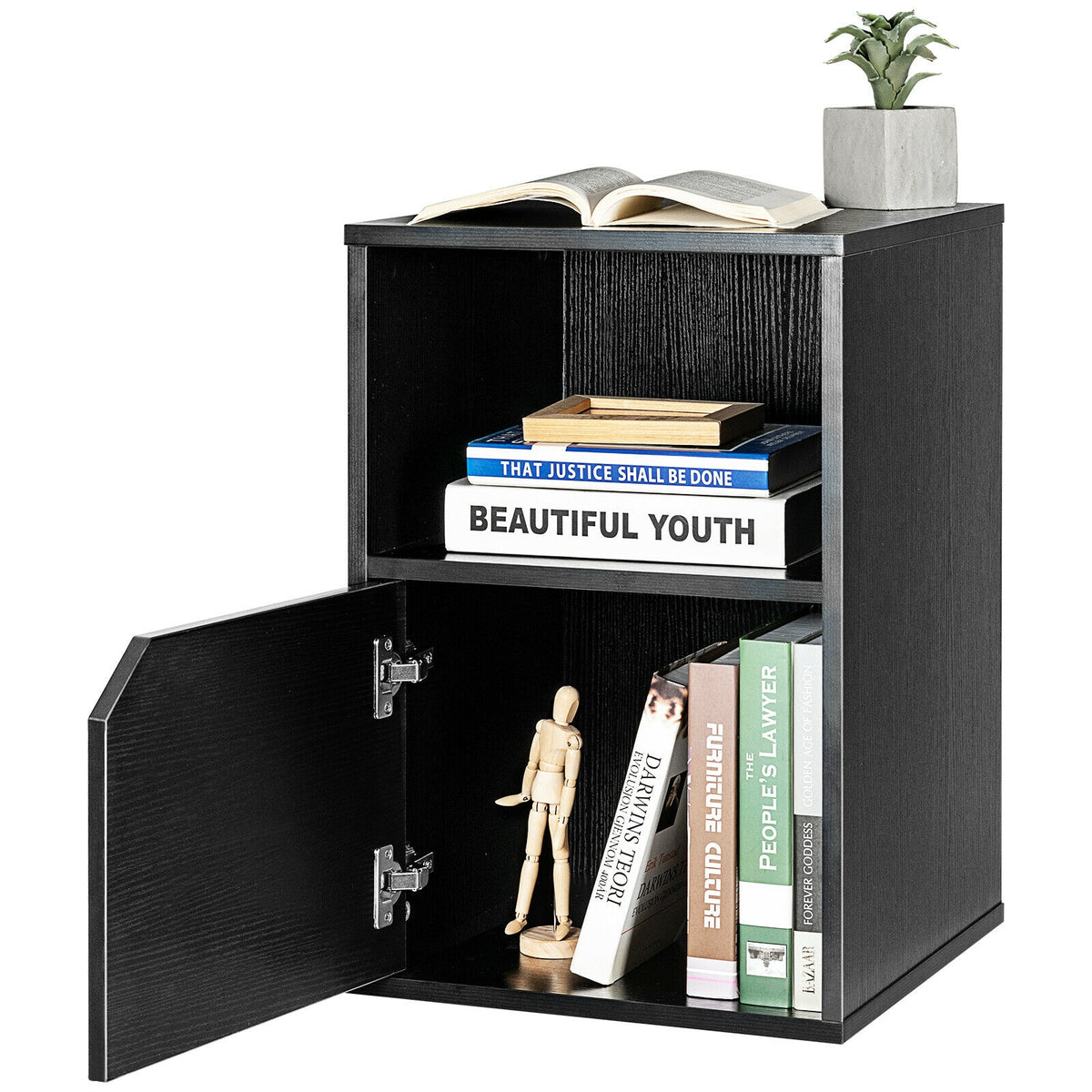 Set of 2 Nightstands Side End Table for Living Room-Black-Nightstands-DECOROLALA