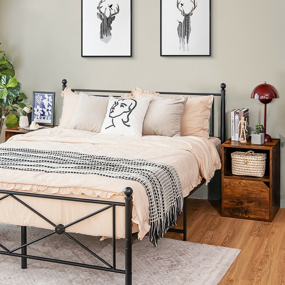 Set of 2 Nightstands Side End Table for Living Room-Brown-Nightstands-DECOROLALA