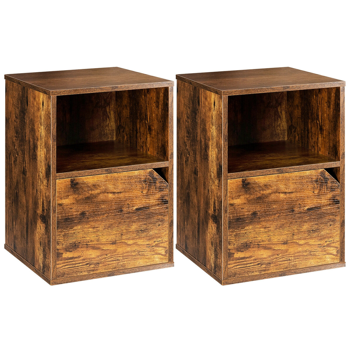 Set of 2 Nightstands Side End Table for Living Room-Brown-Nightstands-DECOROLALA