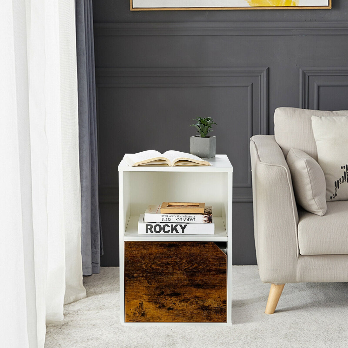 Set of 2 Nightstands Side End Table for Living Room-White-Nightstands-DECOROLALA