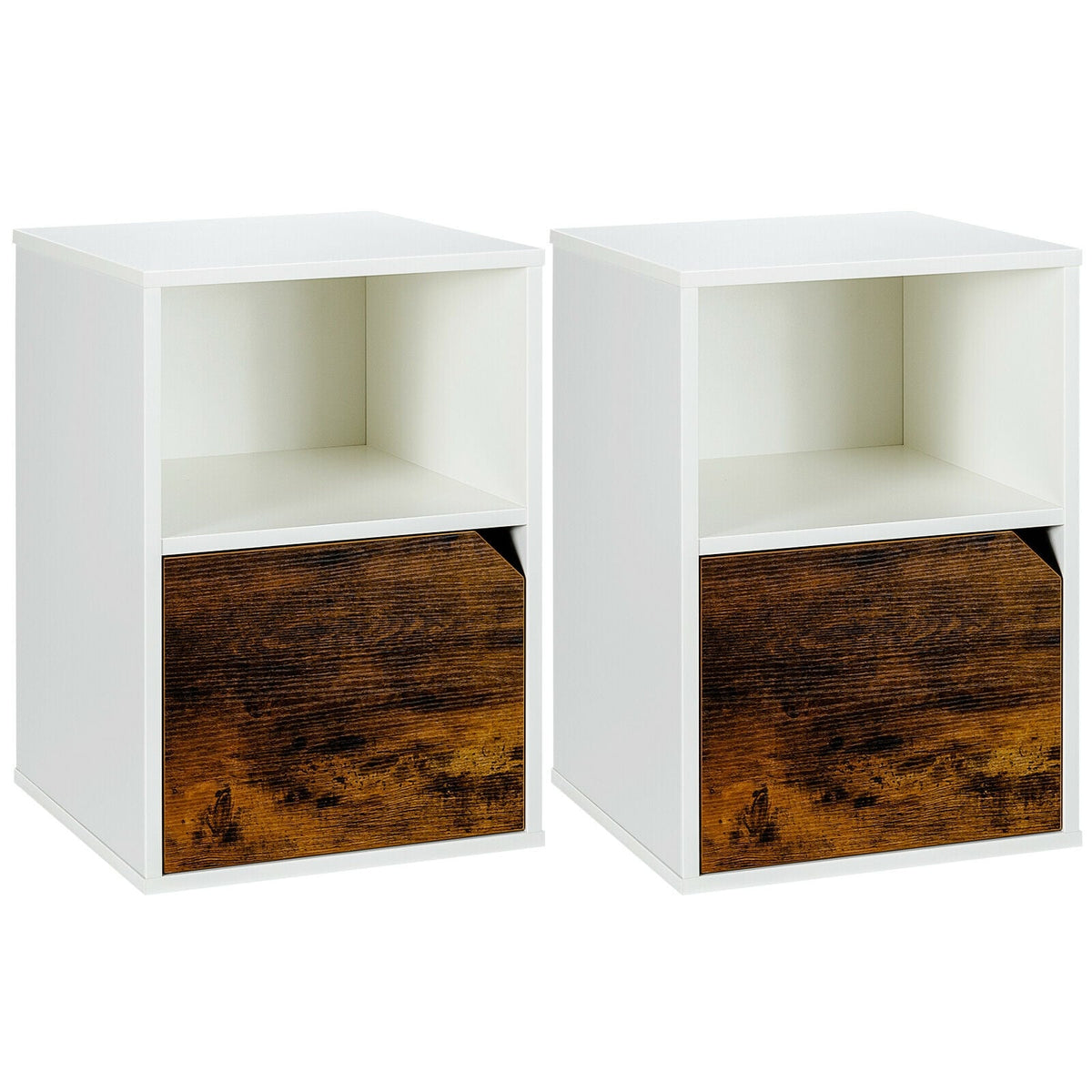 Set of 2 Nightstands Side End Table for Living Room-White-Nightstands-DECOROLALA