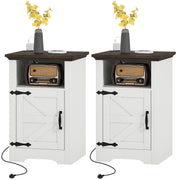 Set of 2 Nightstands with Charging Outlets - White-Home Furnishings > Living Room Furniture > Side¬†Tables-DECOROLALA
