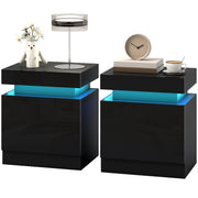 Set of 2 Nightstands with LED Lights - Black 2-Drawer-DECOROLALA