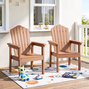 Set of 2 Outdoor Adirondack Chair with High Backrest Wide Armrests and Angled Seat for Deck-Brown-Adirondack Chairs-DECOROLALA