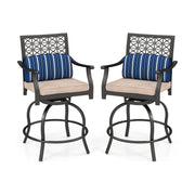 Set of 2 Outdoor Bar Height Chair with Soft Cushions-Outdoor Bar Furniture-DECOROLALA