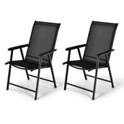 Set of 2 Outdoor Patio Folding Chair with Ergonomic Armrests-Black-Patio Dining Chairs-DECOROLALA