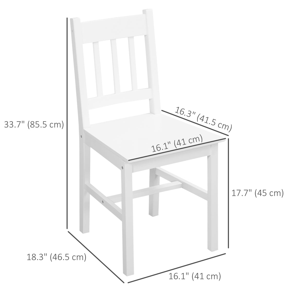 Set of 2 Pine Wood Dining Chairs - White Farmhouse Slat Back-Home Furnishings > Kitchen & Dining Furniture > Bar Stools-DECOROLALA