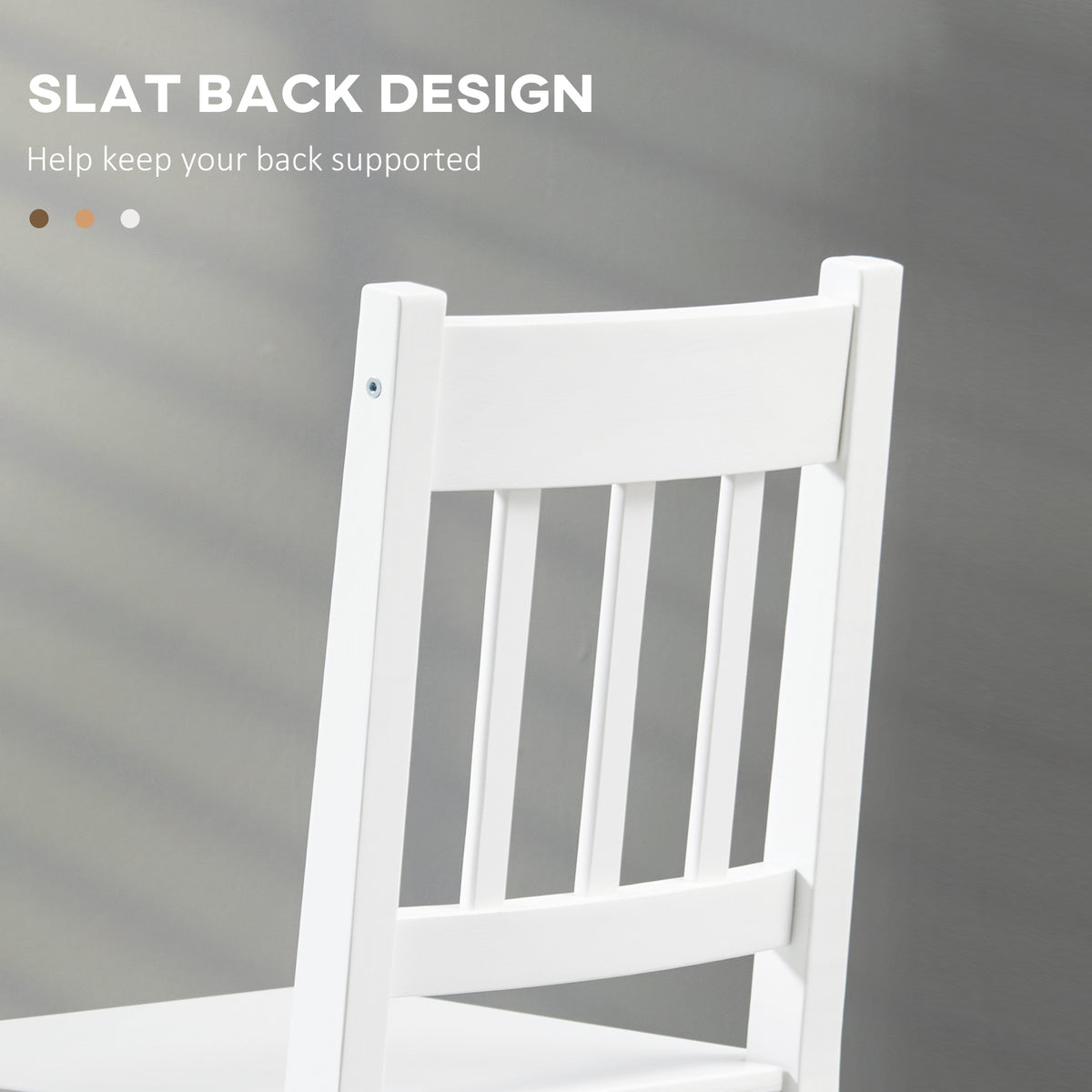 Set of 2 Pine Wood Dining Chairs - White Farmhouse Slat Back-Home Furnishings > Kitchen & Dining Furniture > Bar Stools-DECOROLALA