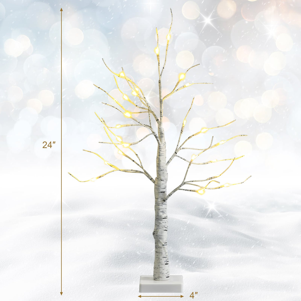 Set of 2 Pre-lit White Twig Birch Tree Battery Powered for Christmas Holiday-Christmas Trees-DECOROLALA