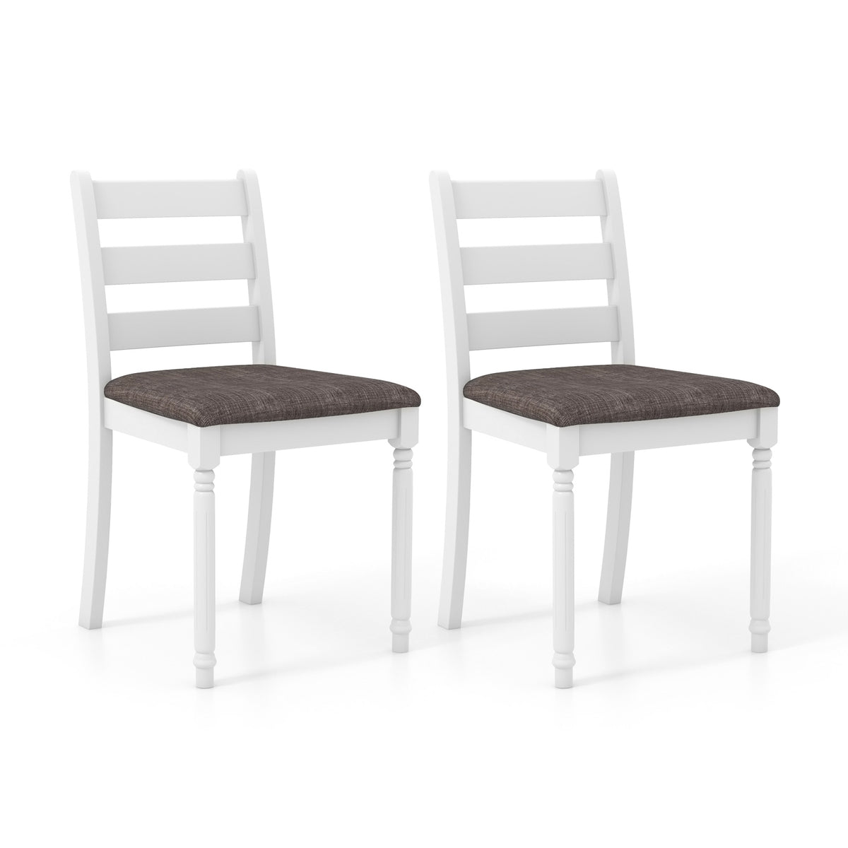 Set of 2 Rubber Wood Dining Chairs with Upholstered Seat-White-Dining Chairs-DECOROLALA