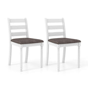 Set of 2 Rubber Wood Dining Chairs with Upholstered Seat-White-Dining Chairs-DECOROLALA