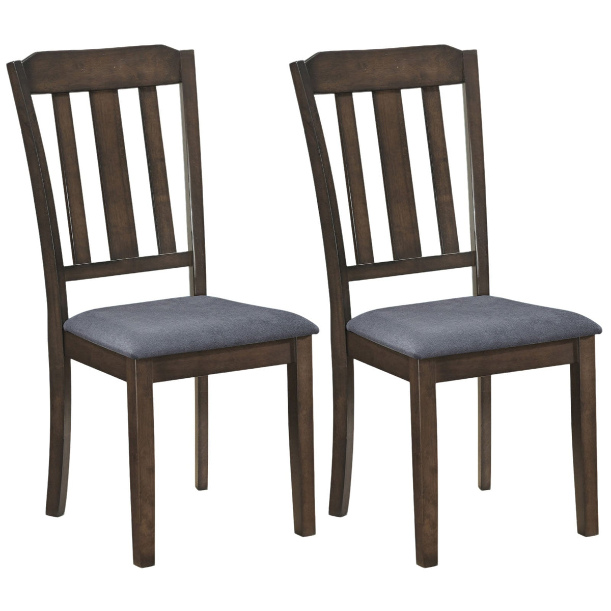 Set of 2 Rubber Wood Dining Room Chairs with Comfortable Backrest-Brown-Dining Chairs-DECOROLALA