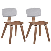 Set of 2 Rubber Wood Dining Room Chairs with Teddy Velvet Padded Backrest-Walnut-Dining Chairs-DECOROLALA