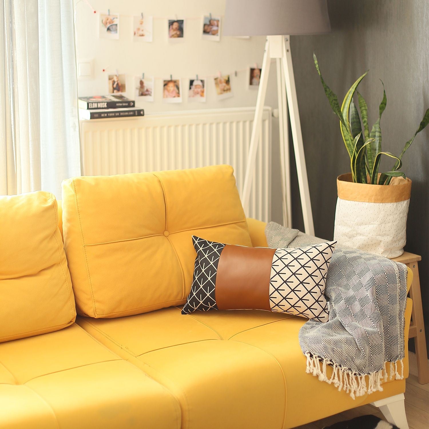 Set of 2 Rustic Brown Geometric Throw Pillows-Accent Throw Pillows-DECOROLALA