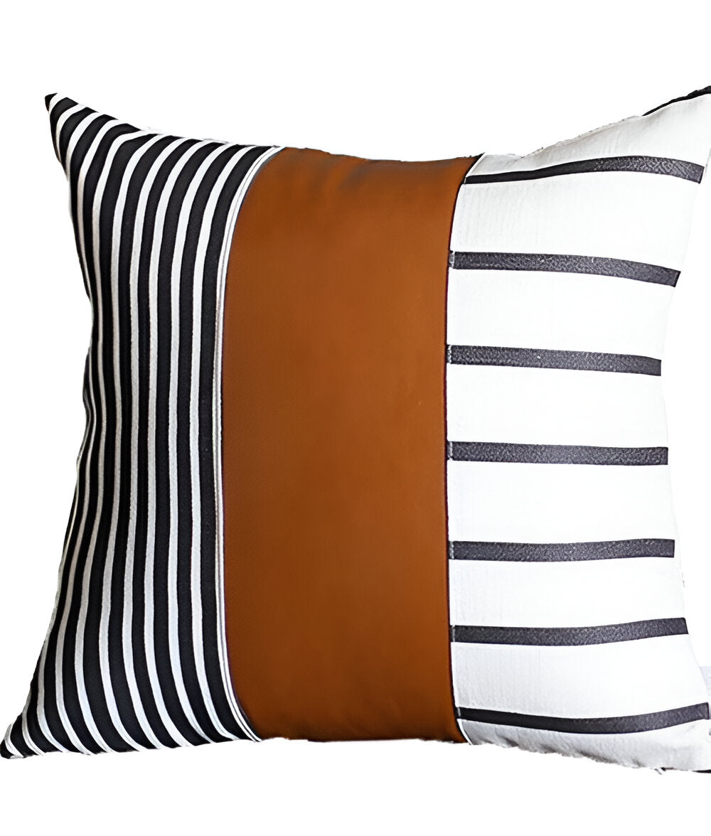 Set of 2 Rustic Brown Geometric Throw Pillows-Accent Throw Pillows-DECOROLALA